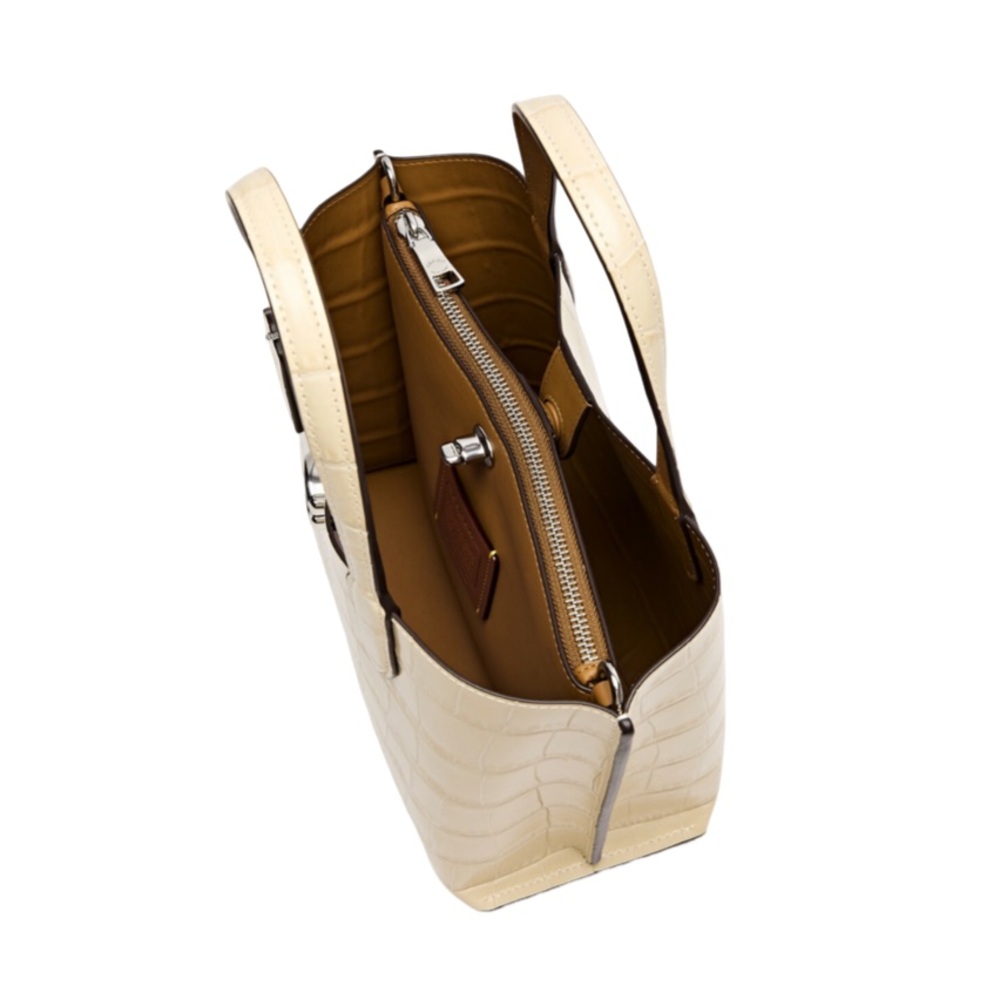 NWT Willow 24 Crocodile-Effect Leather Tote in Ivory - Picture 3 of 12